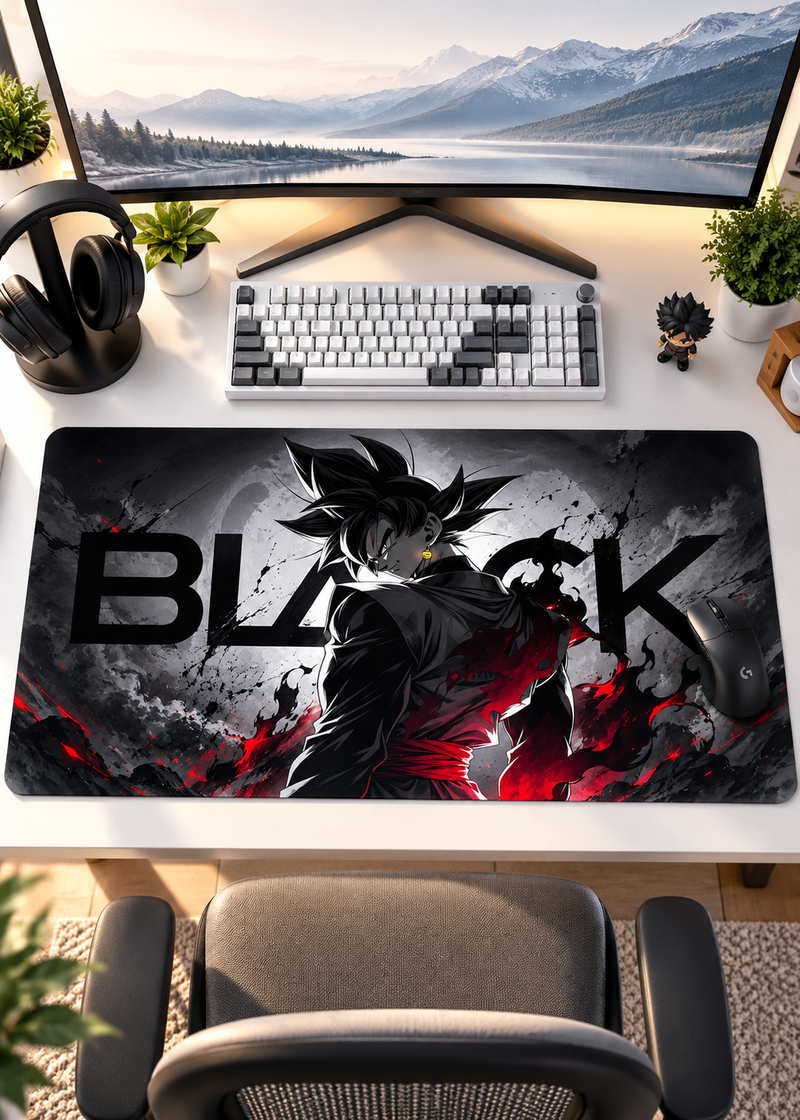 Black Anime Warrior Gaming Mouse Pad 60 × 30 cm
