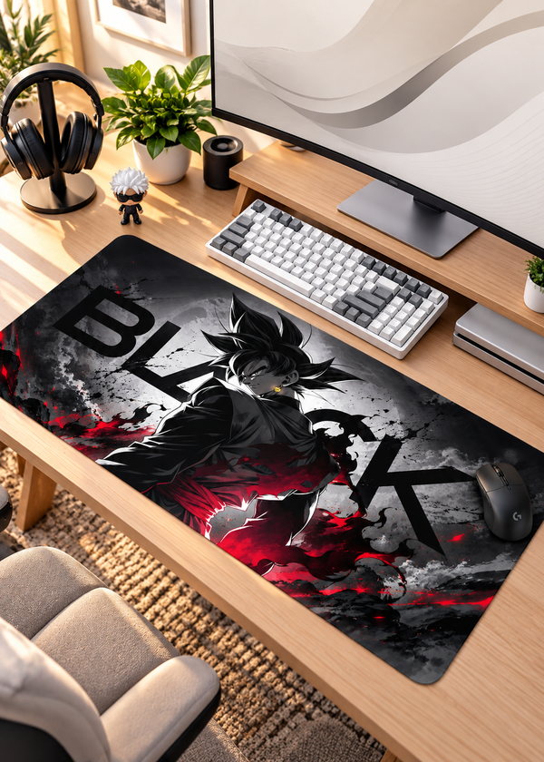 Black Anime Warrior Gaming Mouse Pad 60 × 30 cm