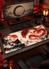 Crimson Dragon — Japanese Ink Gaming Mouse Pad