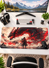 Crimson Dragon Warrior Gaming Desk Pad - 60 × 30 cm