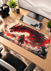 Crimson Dragon Warrior Gaming Desk Pad - 60 × 30 cm