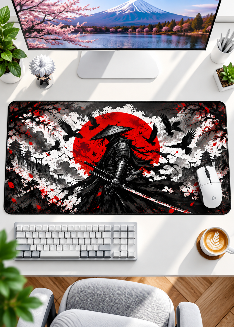 Crimson Samurai Gaming Mouse Pad – 60 × 30 cm