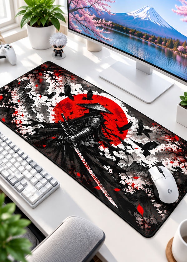 Crimson Samurai Gaming Mouse Pad – 60 × 30 cm