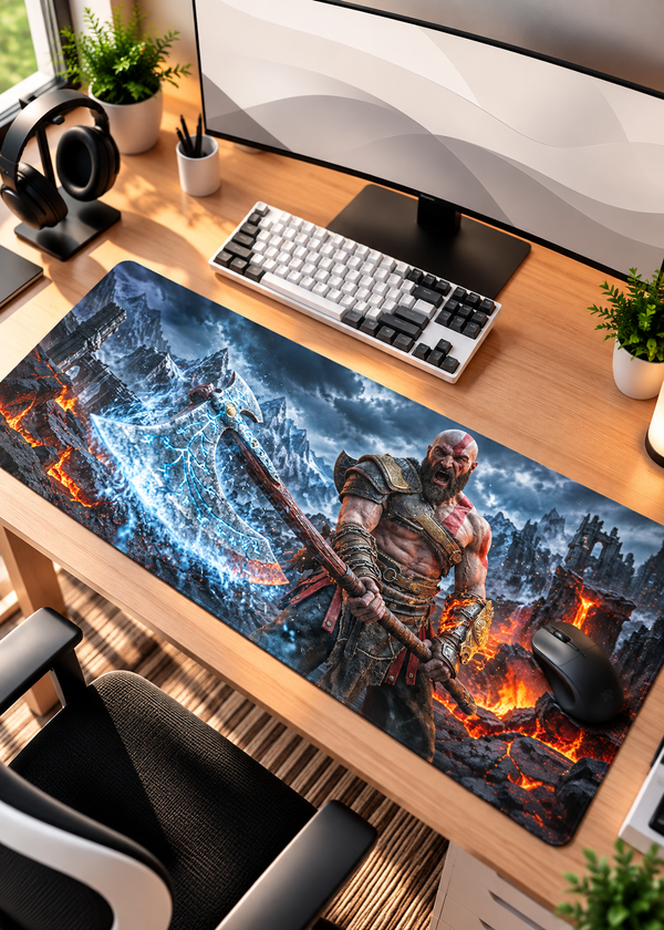 God of War with Axe Gaming Mouse Pad – 80 × 33 cm