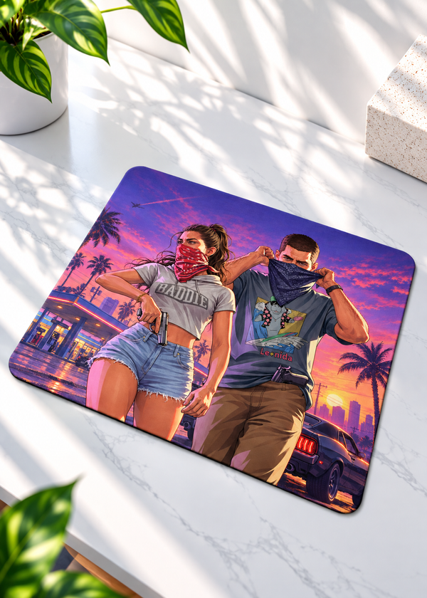 GTA 6 Neon Heist Gaming Mouse Pad – 9 × 7.8 Inch