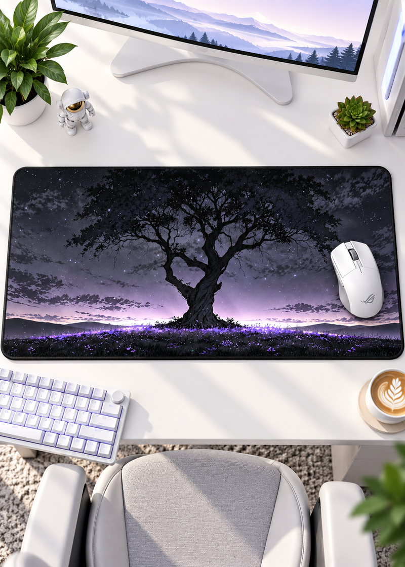 Mystical Purple Tree Gaming Mouse Pad – 60 × 30 cm