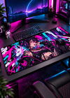 Neon Kitsune XL — Cyberpunk Anime Gaming Mouse Pad