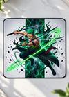 Neon Green Anime Swordsman Gaming Mouse Pad – 9 × 7.8 Inch