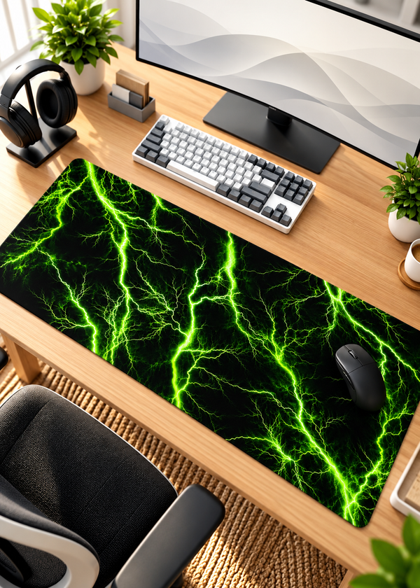 Neon Lightning Gaming Mouse Pad – 80 × 33 cm