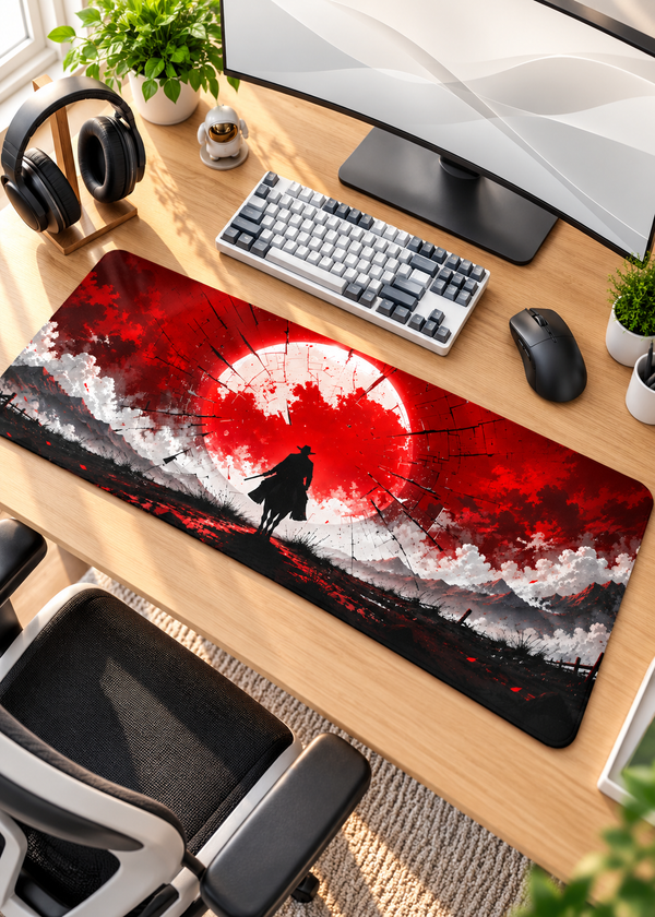 Red Moon Warrior XL Gaming Mouse Pad – 80 × 33 cm