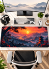 Sunset Mountain Pagoda Gaming Mouse Pad – 80 × 33 cm