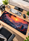 Sunset Mountain Pagoda Gaming Mouse Pad – 80 × 33 cm