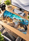 Turquoise Ocean Waves Gaming Mouse Pad – 60 × 30 cm
