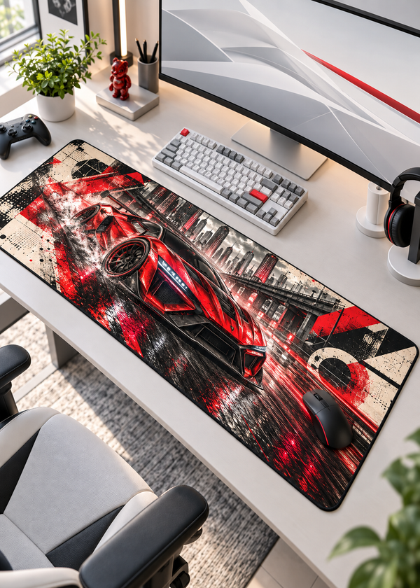 Velocity Red – Urban Racing XL Gaming Mouse Pad | 80×33 CM
