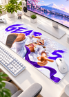 White-Haired Anime Warrior Gaming Mouse Pad – 60 × 30 cm