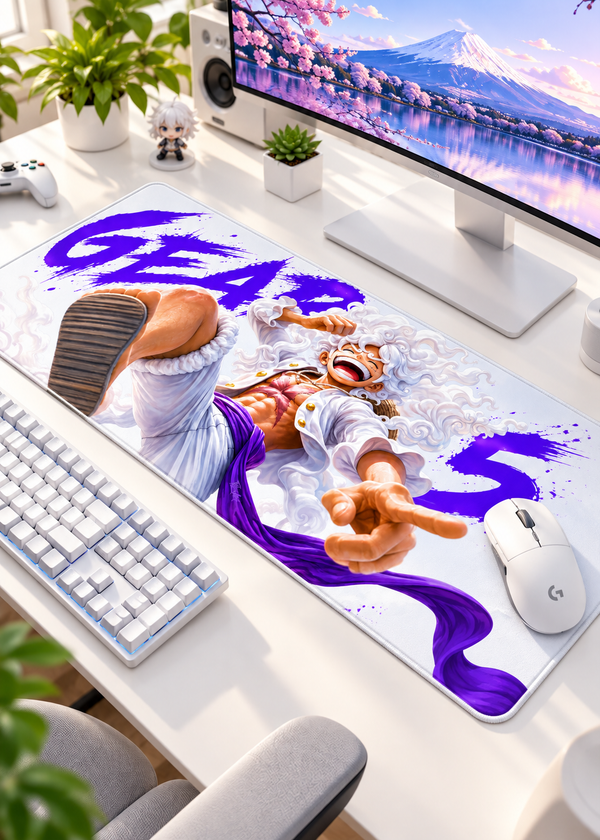 White-Haired Anime Warrior Gaming Mouse Pad – 60 × 30 cm