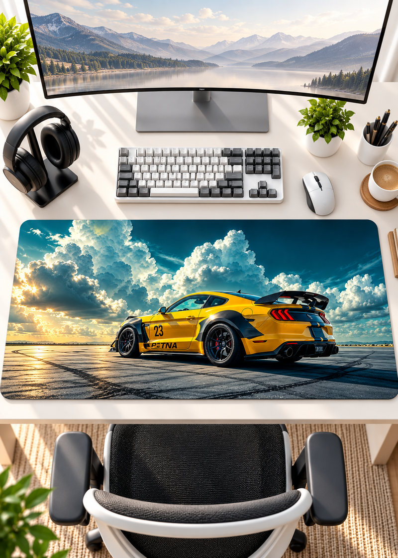 Yellow Sports Car 80 × 33 cm XL Gaming Mouse Pad