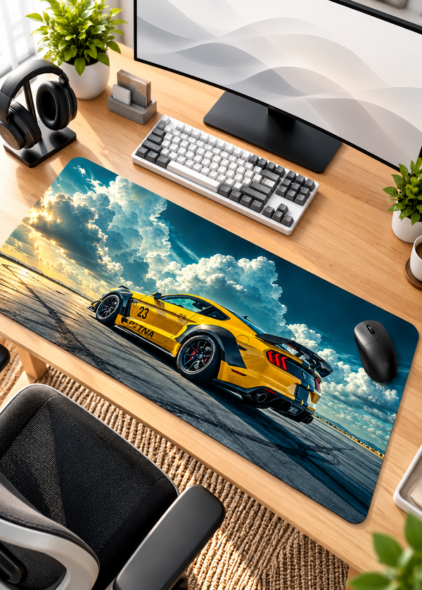 Yellow Sports Car 80 × 33 cm XL Gaming Mouse Pad