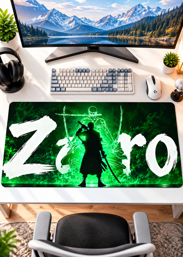 Zoro Green Shadow Anime Gaming Desk Pad – 60 × 30 cm