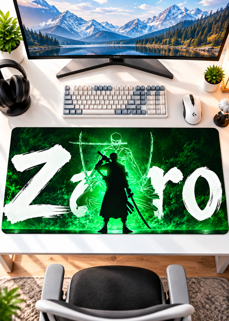 Zoro Green Shadow Anime Gaming Desk Pad – 60 × 30 cm