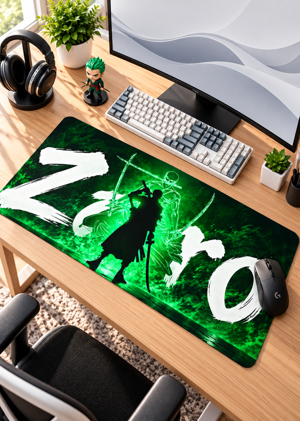 Zoro Green Shadow Anime Gaming Desk Pad – 60 × 30 cm